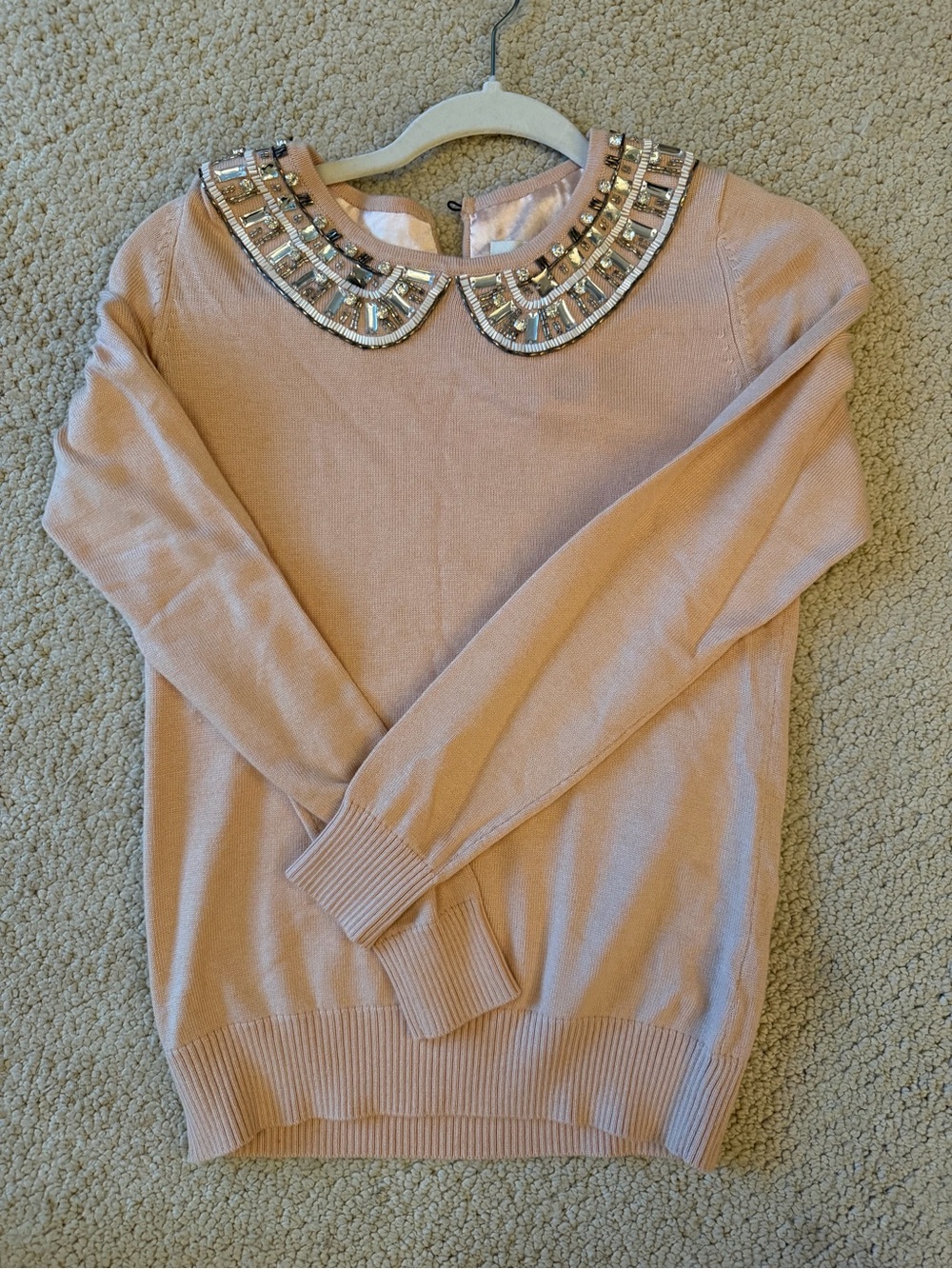 Boden Women's 4 Cashmere Blend Jeweled Neckline NWT Knit Bedazzled Glam Sweater